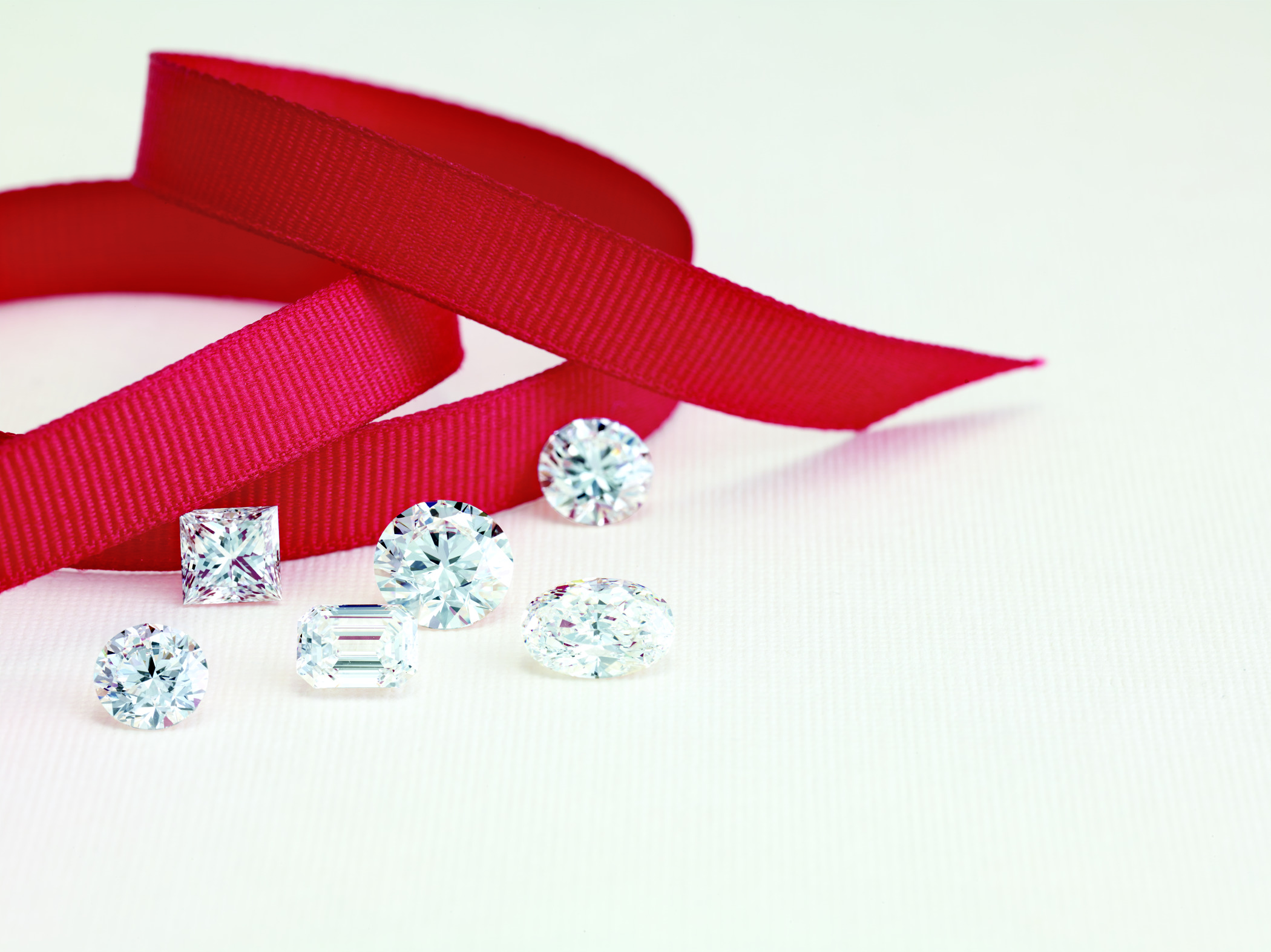 diamonds with a red ribbon